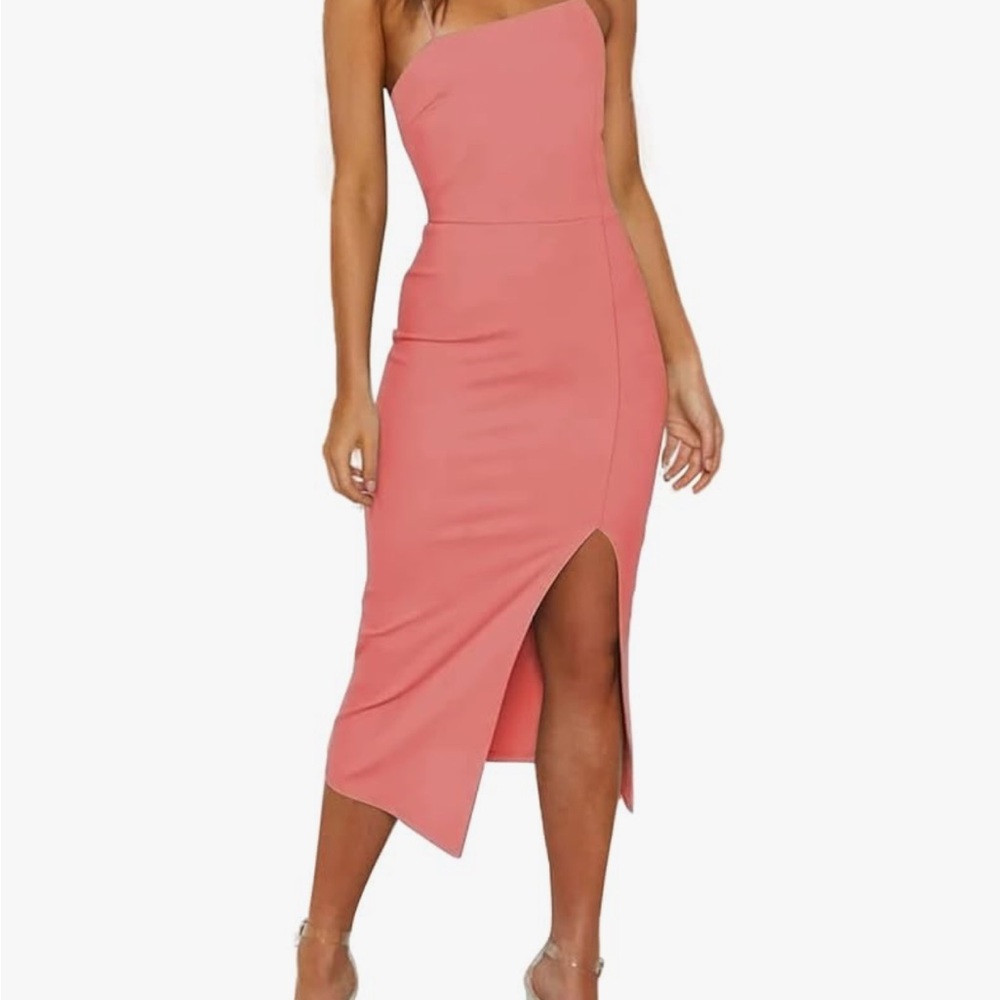 Elegant Asymmetrical Coral Dress